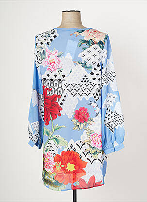 Rochie scurtă croială fluidă mâneci lungi albastru MULTIPLES femeie