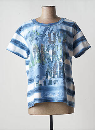 Tricou serigrafie cu strasuri mâneci scurte albastru RABE femeie