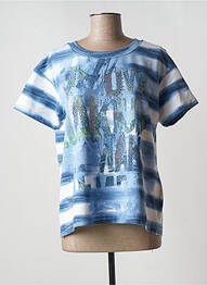 Tricou serigrafie cu strasuri mâneci scurte albastru RABE femeie
