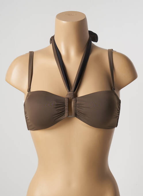 Sutien de costum de baie închidere cu legături de legat sutien balconet cu decolteu înalt maro AUBADE femme