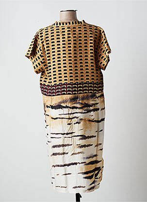 Rochie midi mâneci scurte mâneci scurte maro ICONIQUE femeie