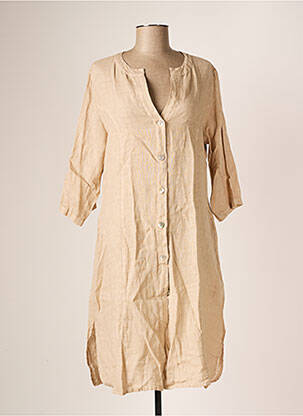 Rochie midi bej LA FABRICA DEL LINO femeie