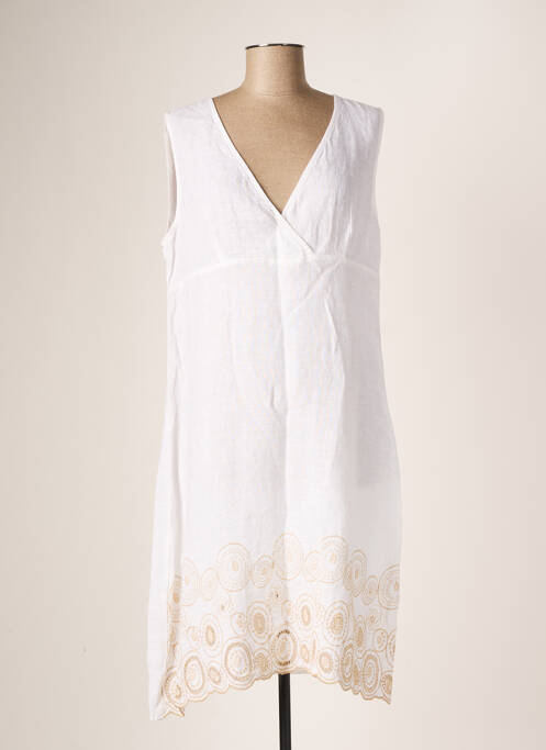 Rochie midi alb LA FABBRICA DEL LINO femeie