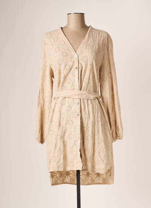 Rochie scurtă mâneci lungi mâneci lungi bej LA FABBRICA DEL LINO femme