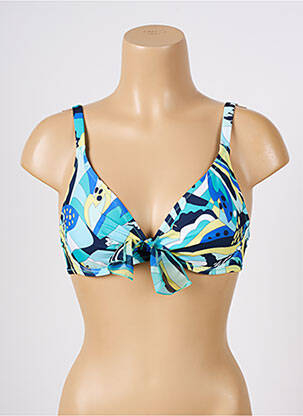 Sutien de costum de baie bretele elastice reglabile sutien balconet cu decolteu înalt albastru ANTIGEL femeie