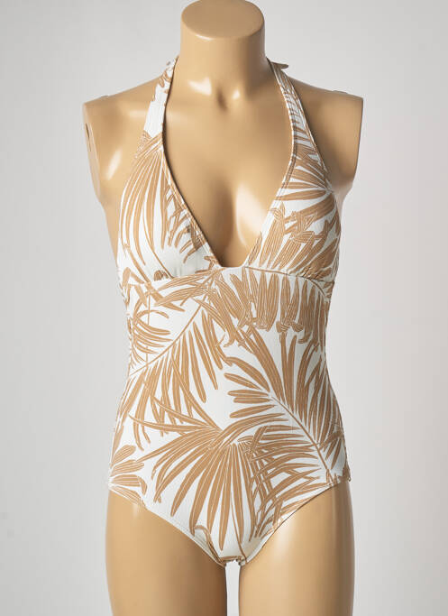 Costum de baie dintr-o singură piesă efect material satinat sutien cu susținere înaltă și burete detașabil bej KIWI femme