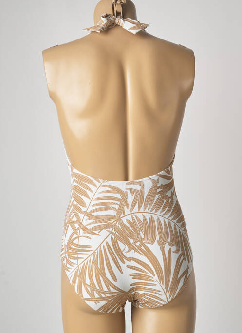 Costum de baie dintr-o singură piesă efect material satinat sutien cu susținere înaltă și burete detașabil bej KIWI femme