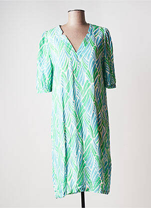 Rochie midi croială fluidă mâneci scurte verde SIGNE NATURE femeie