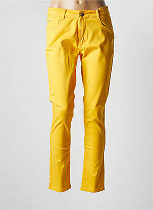 Pantalon slim țesătură poplin mărime normală galben PARA MI femeie