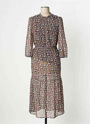 Rochie midi imprimeu floral mâneci 3/4 albastru BONOBO femeie