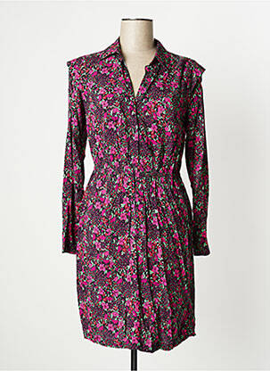 Rochie midi imprimeu floral mâneci lungi roz BONOBO femeie