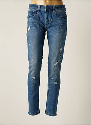 Blugi skinny efect uzat decolorat talie joasă albastru BONOBO femeie