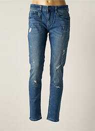Blugi skinny efect uzat decolorat talie joasă albastru BONOBO femme