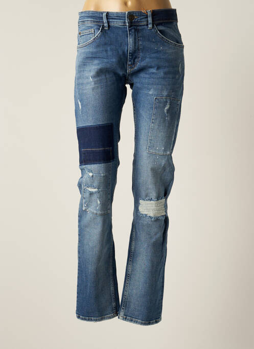 Blugi cu croială dreaptă efect uzat decolorat mărime normală albastru BONOBO femme