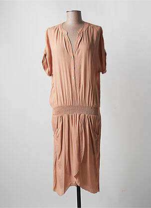 Rochie midi croială fluidă mâneci scurte roz RABENS SALONER femeie