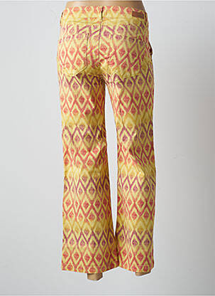 Pantalon 7/8 țesătură poplin talie joasă galben HAPPY femeie
