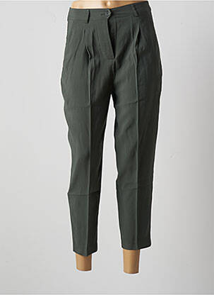 Pantalon drept croială morcov talie înaltă verde LPB femeie