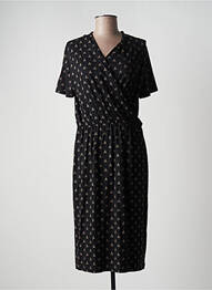 Rochie midi imprimeu fantezie mâneci scurte negru MASAI femme