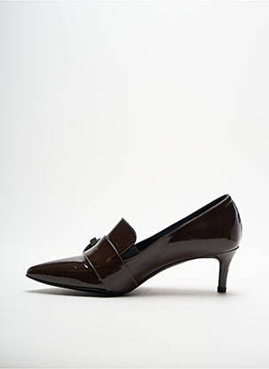Mocasini material neted toc de 4 la 6 cm maro BRUGLIA femeie