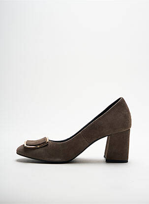 Pantofi cu toc nubuc toc de 4 la 6 cm maro MARIAN femeie