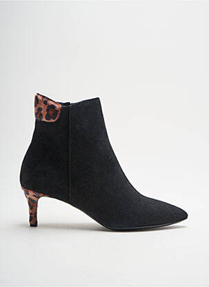 Botine/ghete țesătură satinată toc de 4 la 6 cm negru BRUGLIA femeie