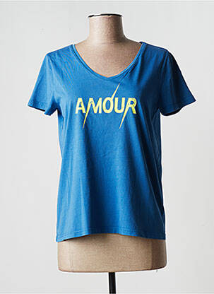 Tricou croială dreaptă mâneci scurte albastru PIECES femeie