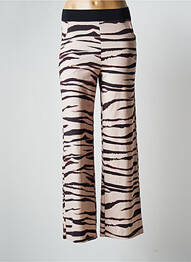 Pantalon larg croială fluidă talie înaltă bej HBT femme