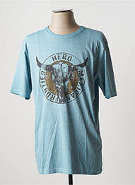 Tricou croială dreaptă mâneci scurte albastru HERO BY JOHN MEDOOX homme