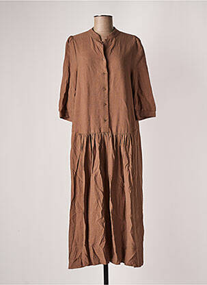 Rochie lungă guler în v mâneci 3/4 maro VINTAGE LOVE femeie