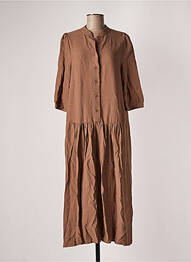 Rochie lungă guler în v mâneci 3/4 maro VINTAGE LOVE femeie