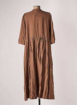 Rochie lungă guler în v mâneci 3/4 maro VINTAGE LOVE femeie