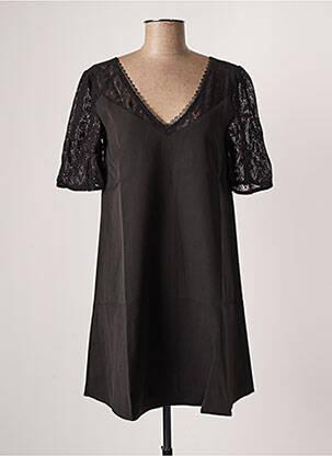 Rochie scurtă croială evazată mâneci scurte negru GRACE & MILA femeie