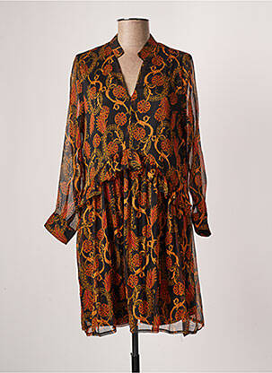 Rochie midi imprimeu fantezie mâneci lungi negru JANIS & JOHN femeie
