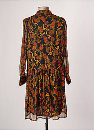 Rochie midi imprimeu fantezie mâneci lungi negru JANIS & JOHN femeie