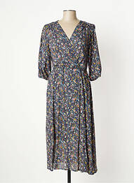 Rochie lungă imprimeu floral mâneci 3/4 albastru C'EST BEAU LA VIE femeie