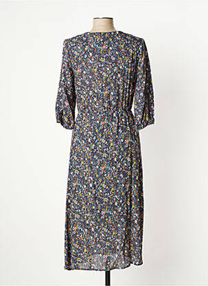 Rochie lungă imprimeu floral mâneci 3/4 albastru C'EST BEAU LA VIE femeie