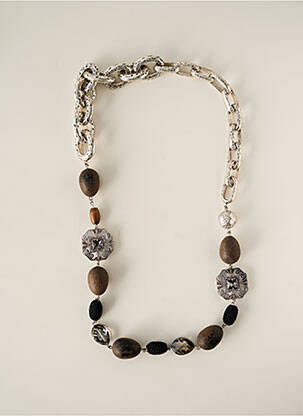 Colier lung ornament element din lemn gri MAX MARA femeie