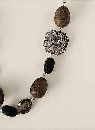 Colier lung ornament element din lemn gri MAX MARA femeie