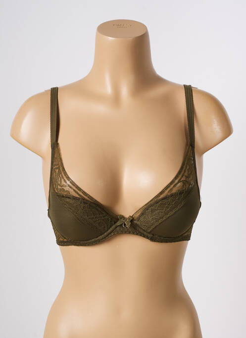 Sutien efect material satinat sutien cu susținere înaltă și burete detașabil verde CHANTELLE femme