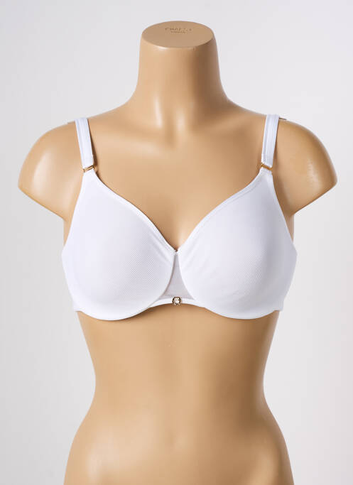 Sutien efect material satinat sutien cupe întregi cu decolteu înalt alb CHANTELLE femme