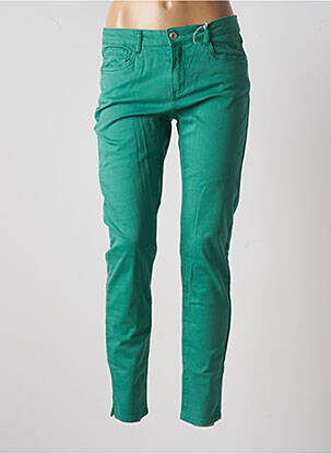 Pantalon slim elasticitate verde GEISHA femeie