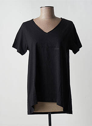 Tricou serigrafie cu strasuri mâneci scurte negru CREAM femeie