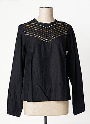 Bluză țesătură poplin mâneci lungi negru CREAM femeie