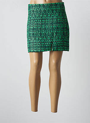 Fustă scurtă țesătură tweed verde ATTENTIF femeie