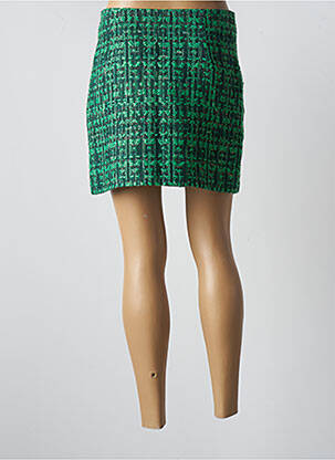 Fustă scurtă țesătură tweed verde ATTENTIF femeie
