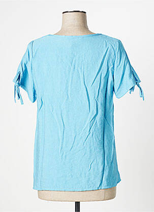 Tricou croială dreaptă mâneci scurte albastru HALOGENE femeie