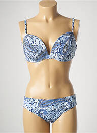 Costum de baie din două piese elasticitate sutien balconet cu decolteu înalt albastru GENIUS femme