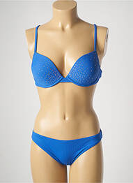 Costum de baie din două piese închidere cu agrafă top sutien modelat albastru GENIUS femme