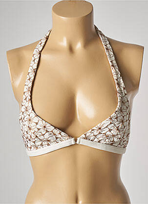 Sutien de costum de baie elasticitate top triunghiuri bej GENIUS femeie