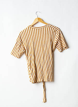 Top țesătură jersey mâneci scurte bej ZARA femeie